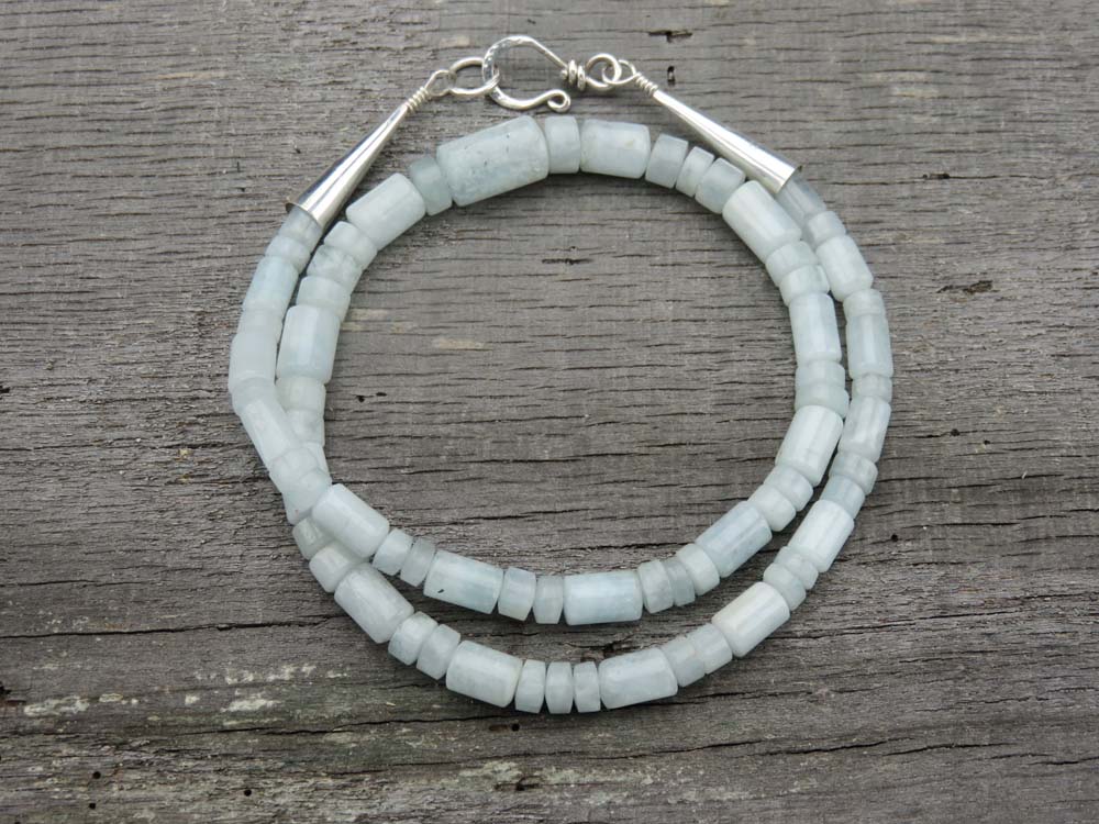 Glacier White Aquamarine and Steling Silver Necklace